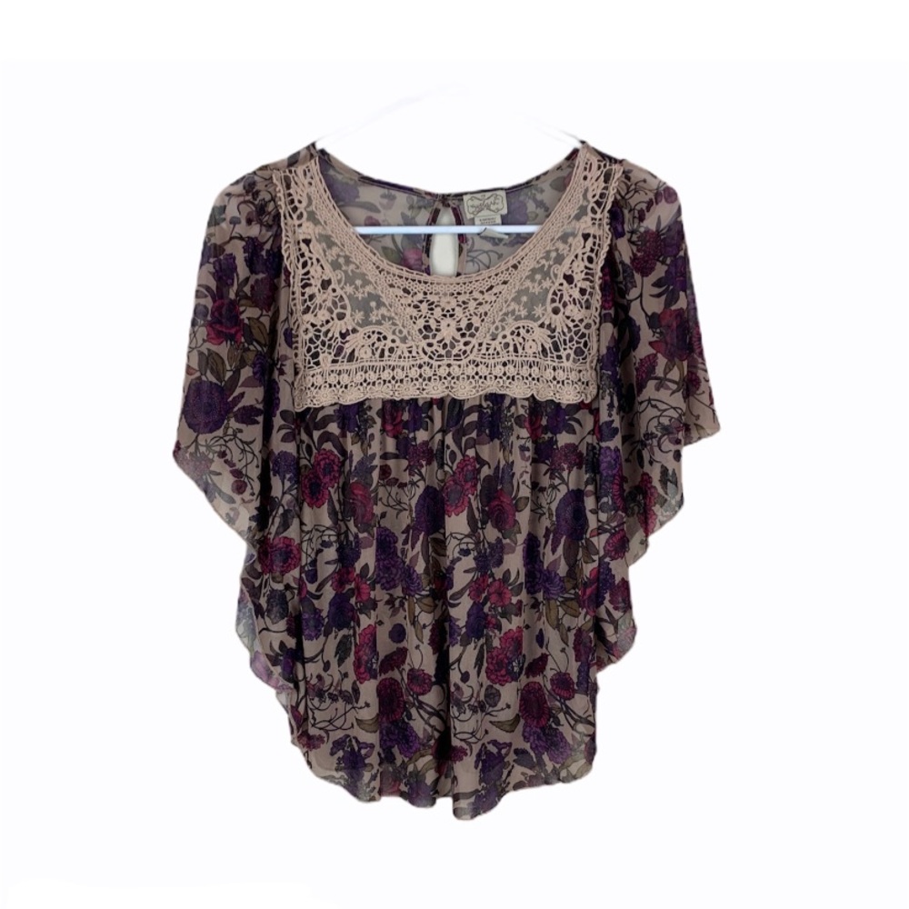 Eyelash Couture Floral Peasant Blouse Size Medium